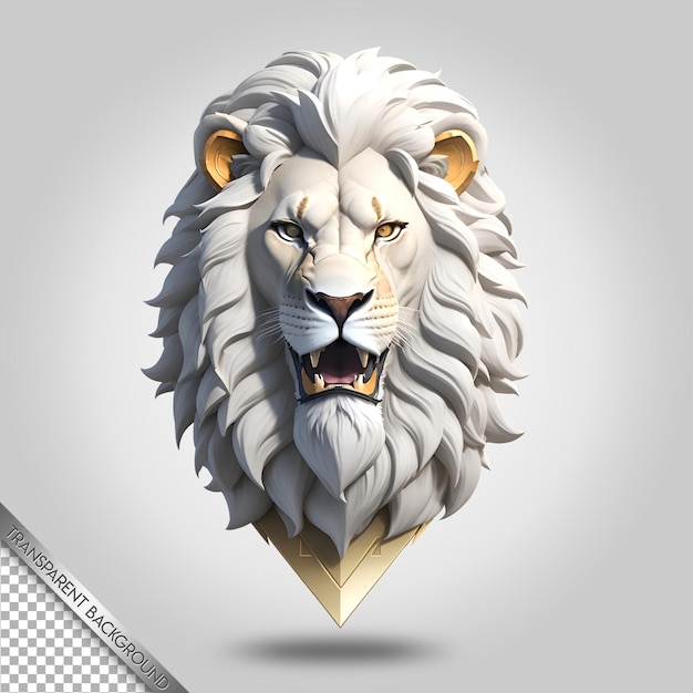 PSD lion head logo mascot with transparent background