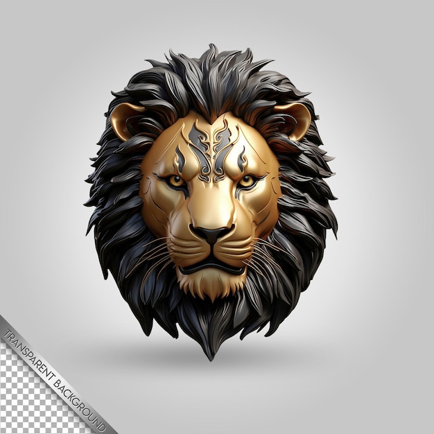 PSD a lion head with a black mane and a white background