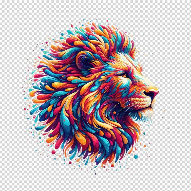 PSD a lion head with colorful mane