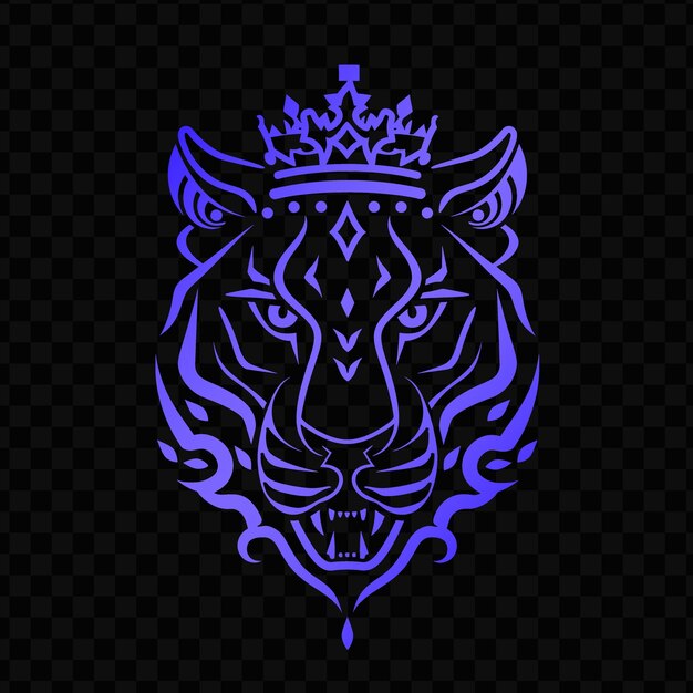 PSD a lion head with a crown on a black background