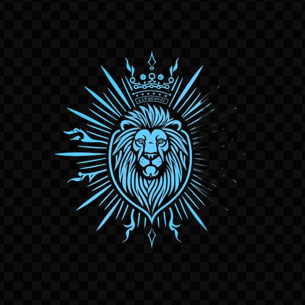 PSD a lion head with a crown on a black background