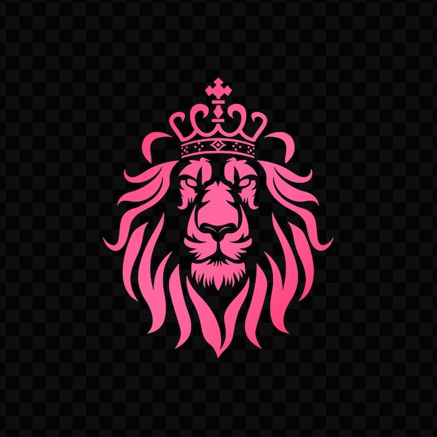 PSD a lion head with a crown on a black background