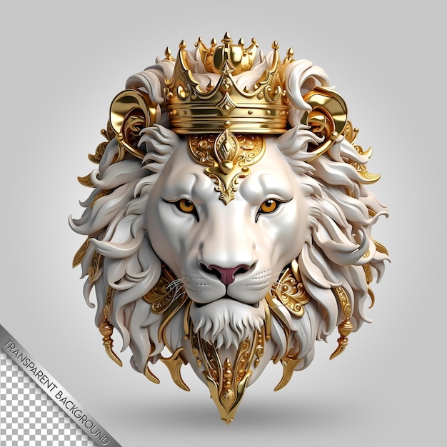 PSD a lion head with a crown and crown on it