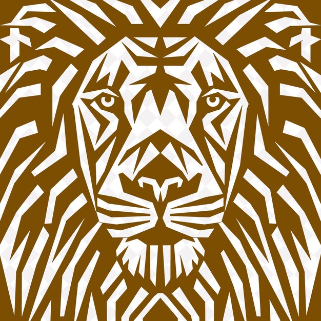 PSD a lion head with a geometric pattern on it