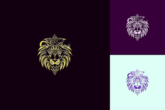 PSD a lion head with a gold crown on it