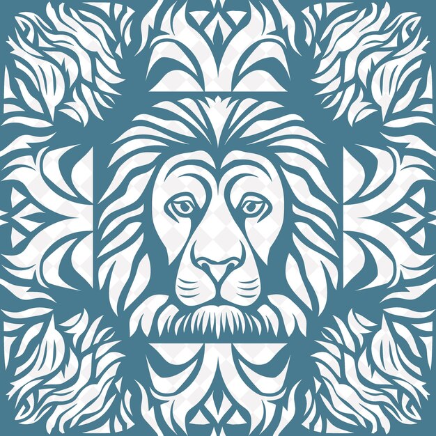 PSD a lion head with a mane on a blue background