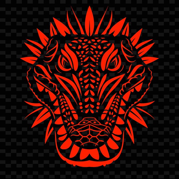 PSD a lion head with a red sun on a black background