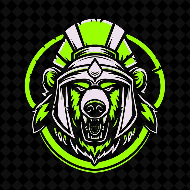 PSD a lion head with a shield and a green circle on the background