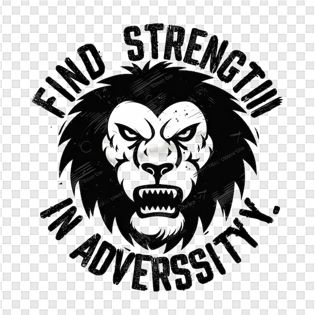 PSD a lion head with a sign that says find strength
