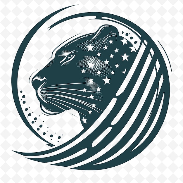 PSD a lion head with stars and stripes on a white background