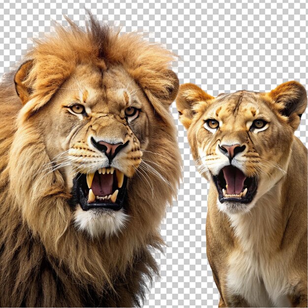 PSD the lion king an aggressive roaring lion portrait set