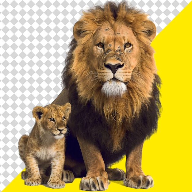 PSD a lion and a lioness are standing in front of a white background