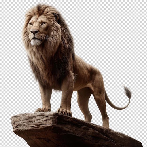 PSD a lion on a log with a tail on it