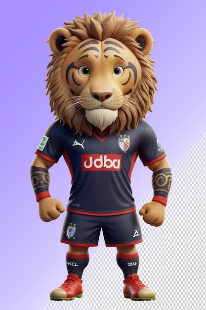 A lion mascot for a team that is wearing a shirt with the word kola on it