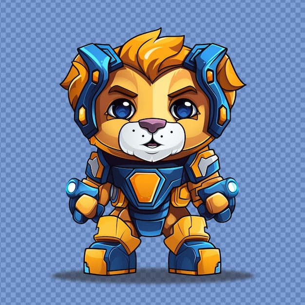 PSD lion mascot wearing battle armor