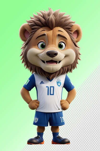 PSD a lion mascot with a shirt that says 10 on it