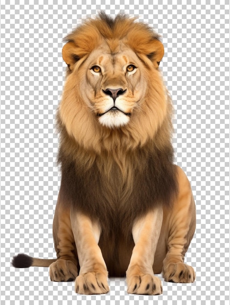 Lion sitting isolated on transparent background