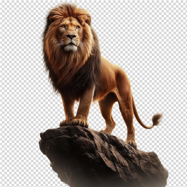 PSD a lion standing on a rock with a lion on it