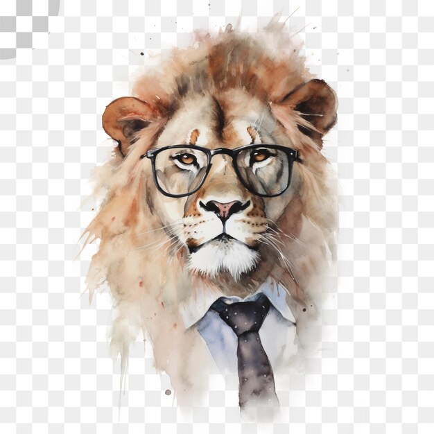 PSD lion in a suit transparent background