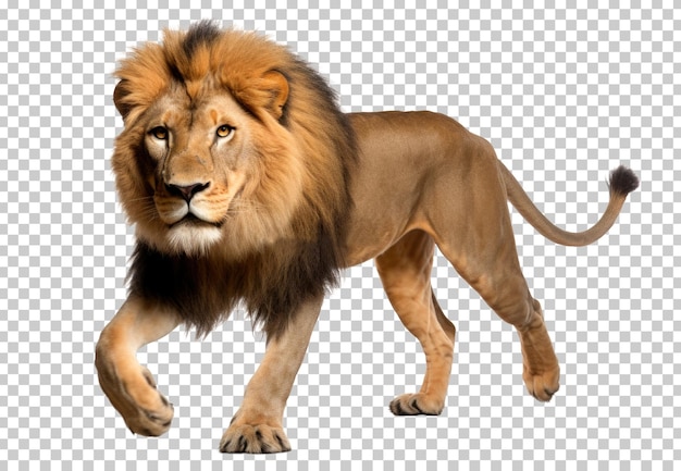 Lion walking isolated on transparent background