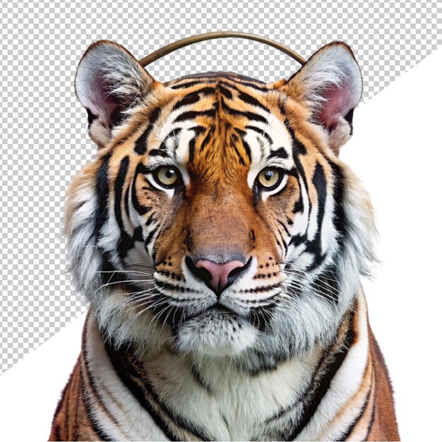 PSD lion wearing headphones on transparent background