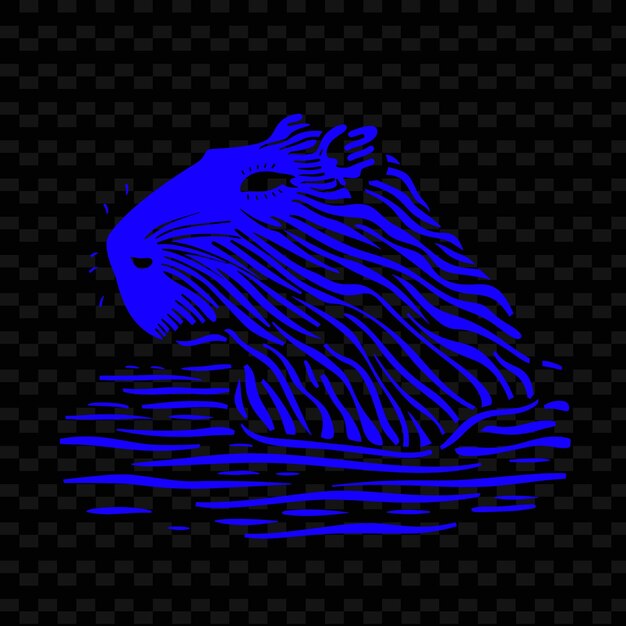 PSD a lion with a blue mane on its head