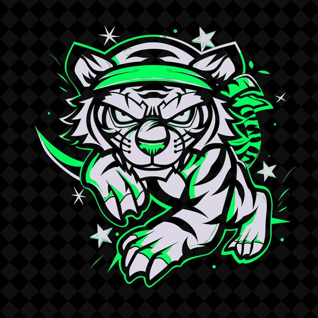 PSD a lion with a green band on its head