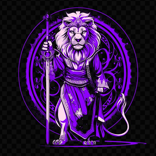 PSD a lion with a sword in the center of the image