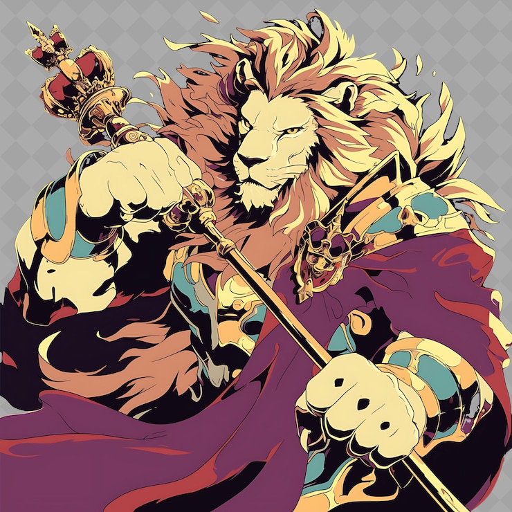 PSD a lion with a sword under his head