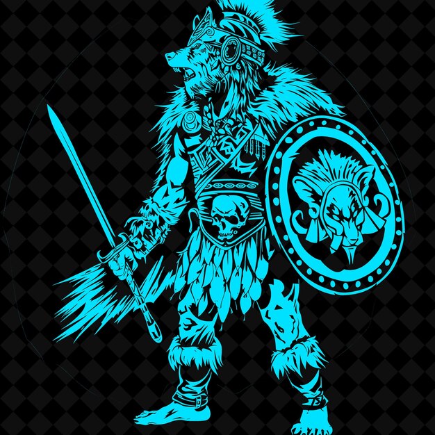 PSD a lion with a sword and shield on it