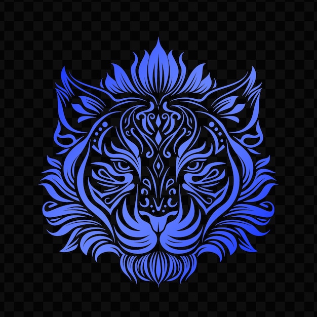 PSD lions mane mushroom crest logo with intricate design and tig psd vector tattoo outline art design