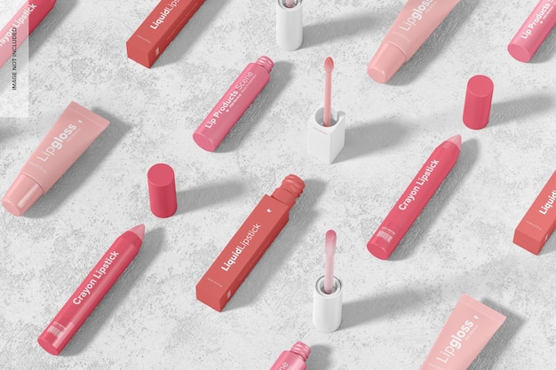 Lip Products Set Scene Mockup