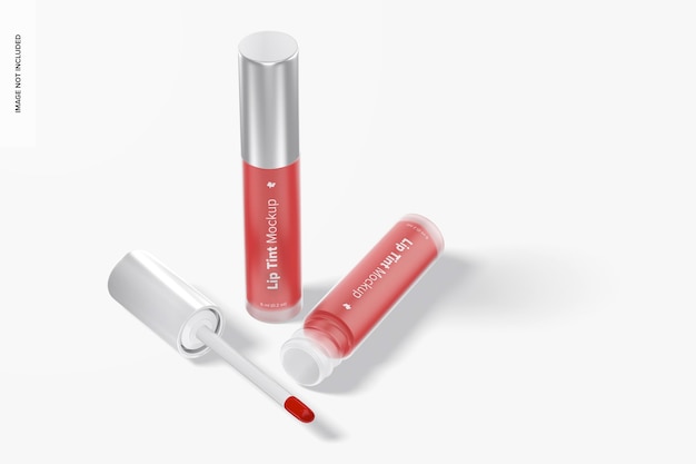 PSD lip tint tubes mockup, geopend en gesloten