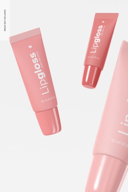 Lipgloss tubes mockup, drijvend