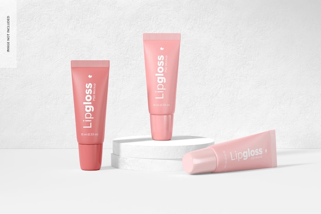 Lipgloss tubes mockup, vista frontale