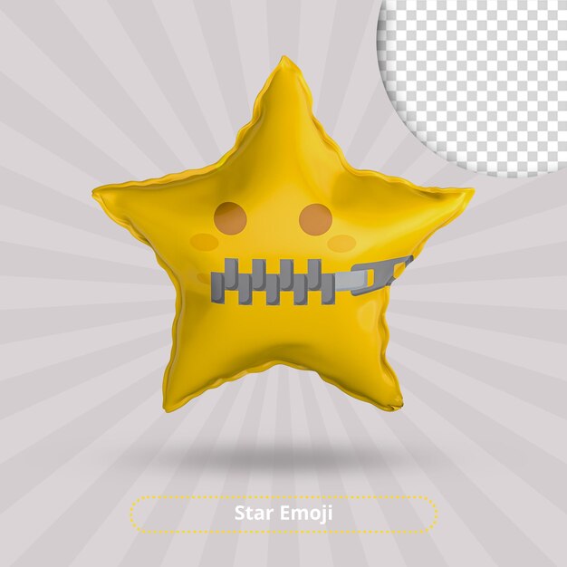 Lippen Verzegelde ster emoji 3d render downloaden