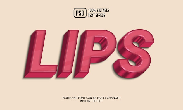 PSD lips text style effect