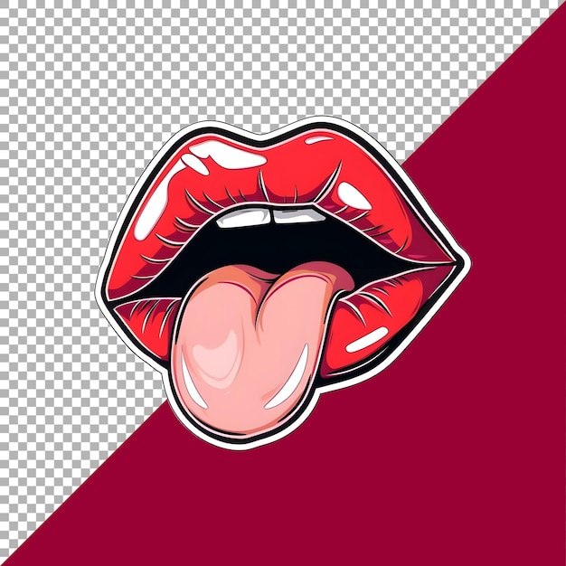 Lips with tongue on transparent background ai generated