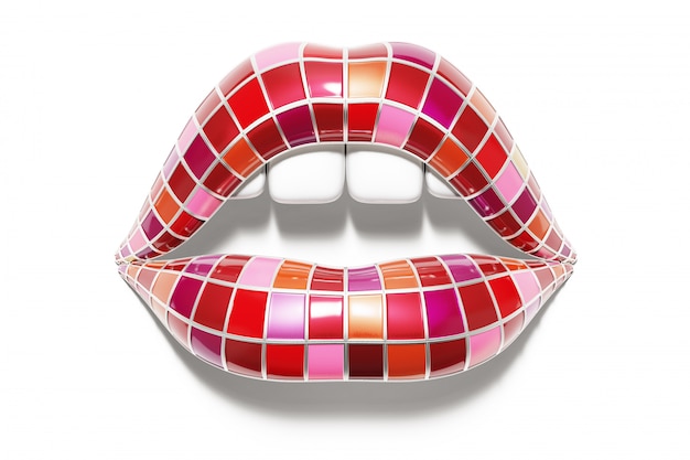 Lipstick palette in mouth shape.