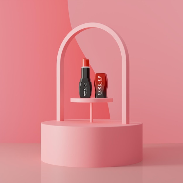 PSD lipstick product mockup minimal realistic mockup