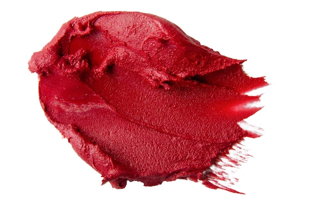 Lipstick stroke with vivid highlights on white background