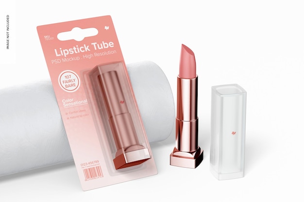 Lipstick Tube on Blister Mockup, Opened