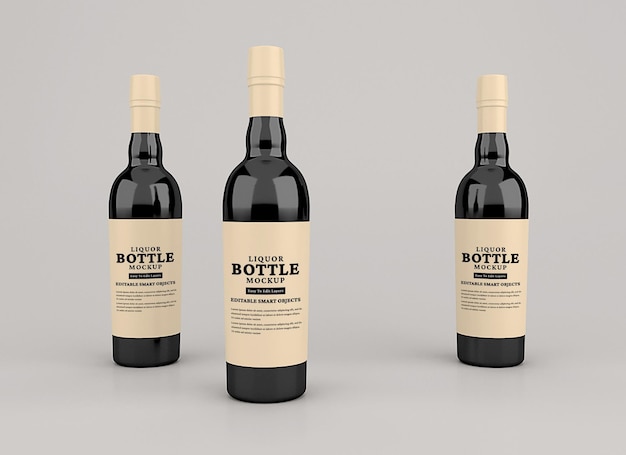 Mockup di bottiglia di liquore isolato