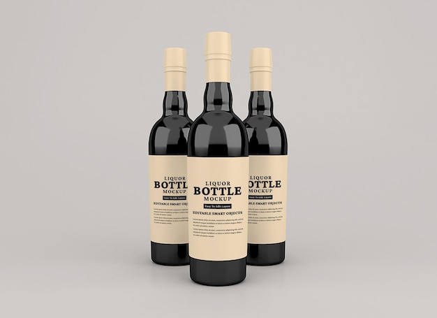 Mockup di bottiglia di liquore isolato