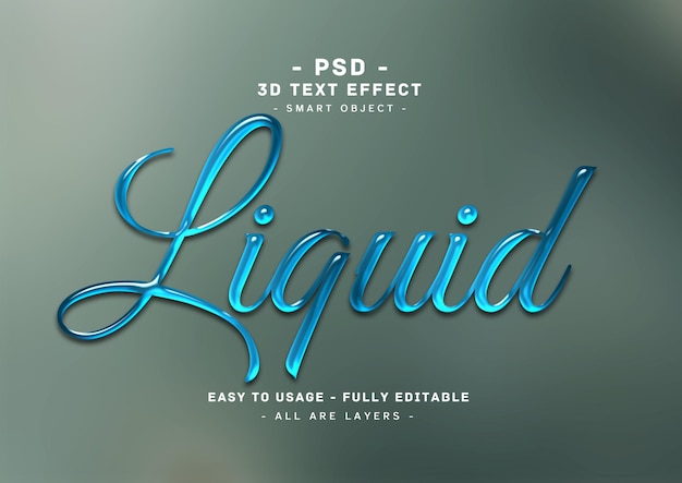 Liquid 3d text style effect