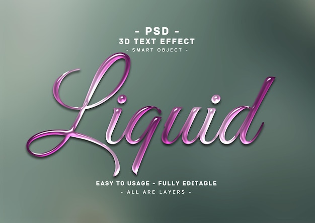 Liquid 3d text style effect