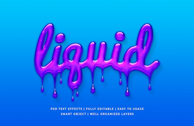 PSD stile di testo liquido 3d