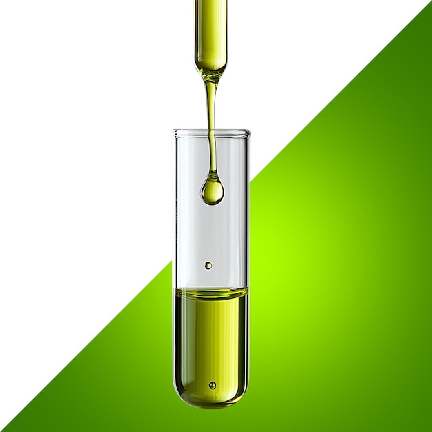 Liquid being poured into a test tube in a laboratory setting
