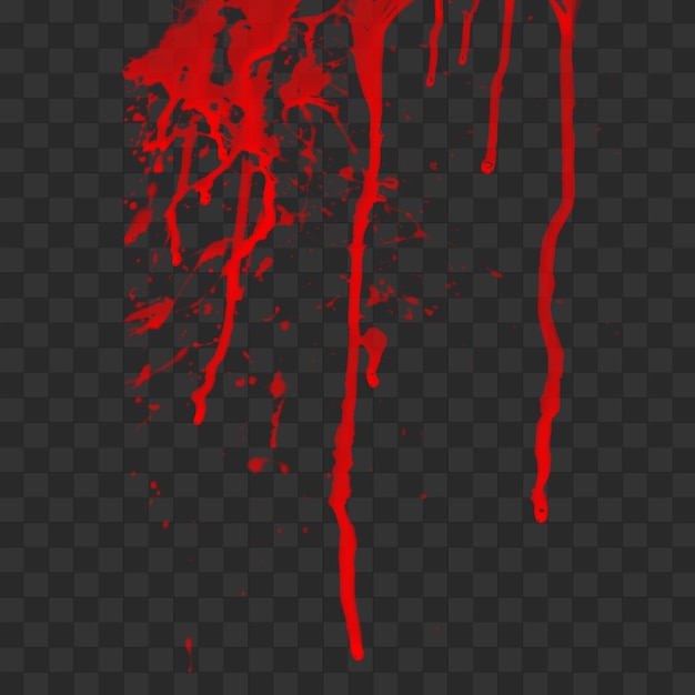 A liquid blood flowing to down isolated on transparent background