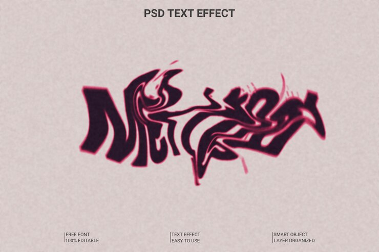 PSD liquid blurry font style effect psd file
